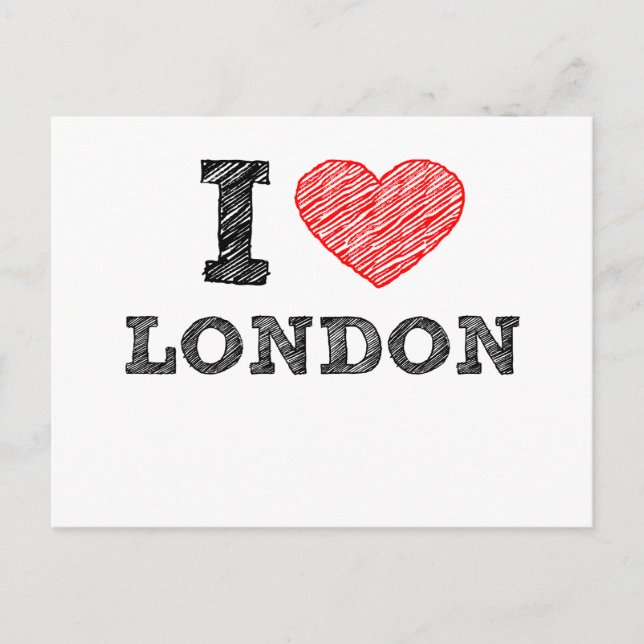 Cartão Postal Eu amo o esboço de Londres (Frente)