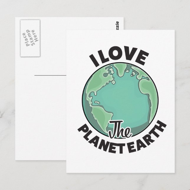 Cartão Postal Eu Amo O Planeta Terra (Frente/Verso)