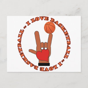 CARTÃO POSTAL EU AMO O SINAL DE ASSINATURA DE BASQUETEBOL