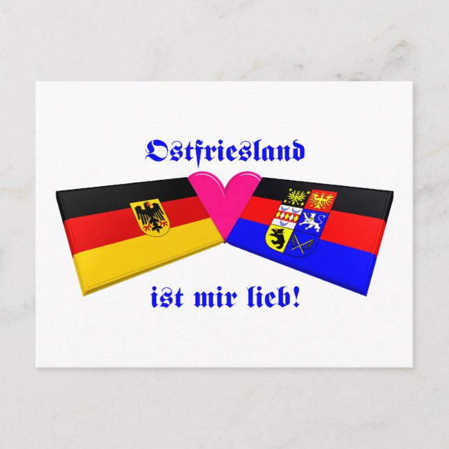 Cartão Postal Eu amo Ostfriesland ist mir lieb (Frente)