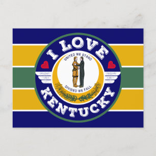 Cartão Postal Eu Amo Padrão De Bandeira Do Estado Do Kentucky