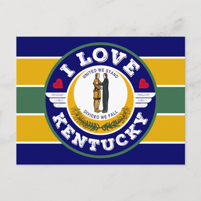 Cartão Postal Eu Amo Padrão De Bandeira Do Estado Do Kentucky (Frente)