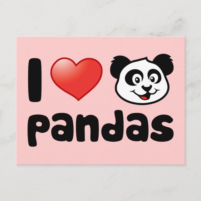 Cartão Postal Eu Amo Pandas (Frente)