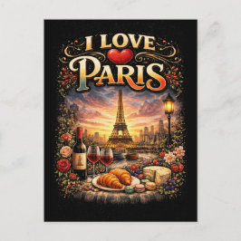 Cartão Postal Eu Amo Paris