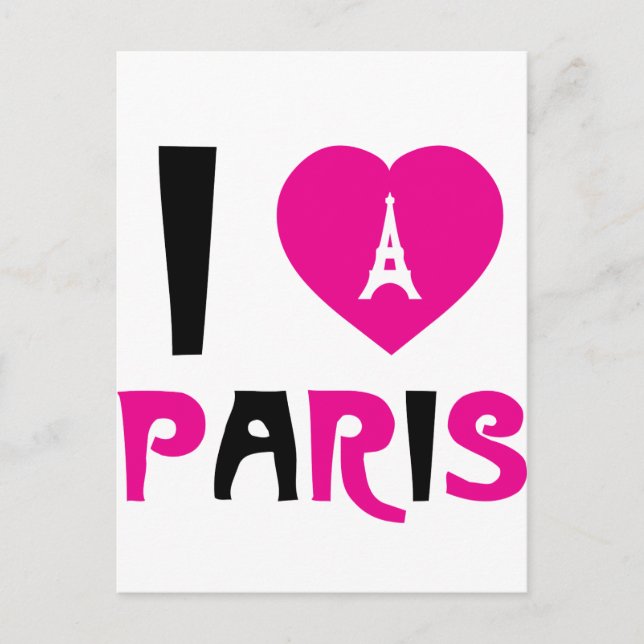 Cartão Postal Eu Amo Paris (Frente)