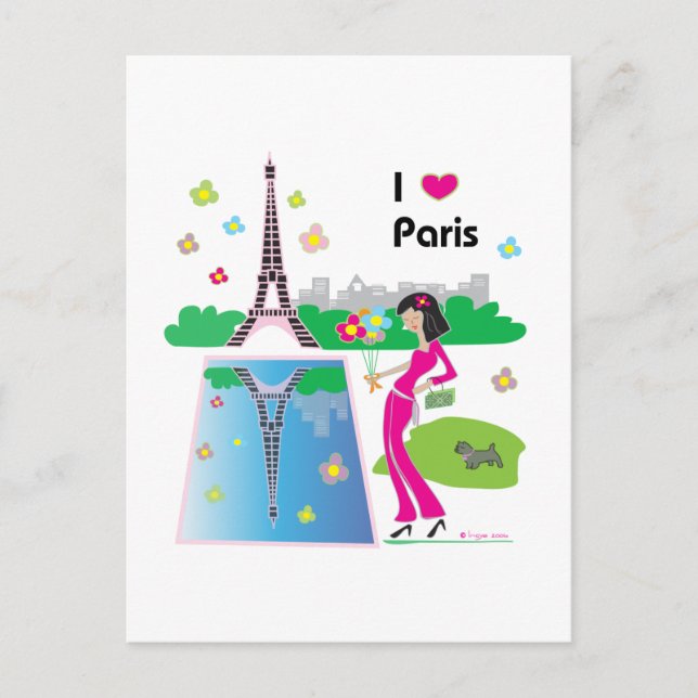Cartão Postal Eu amo Paris, França (Frente)