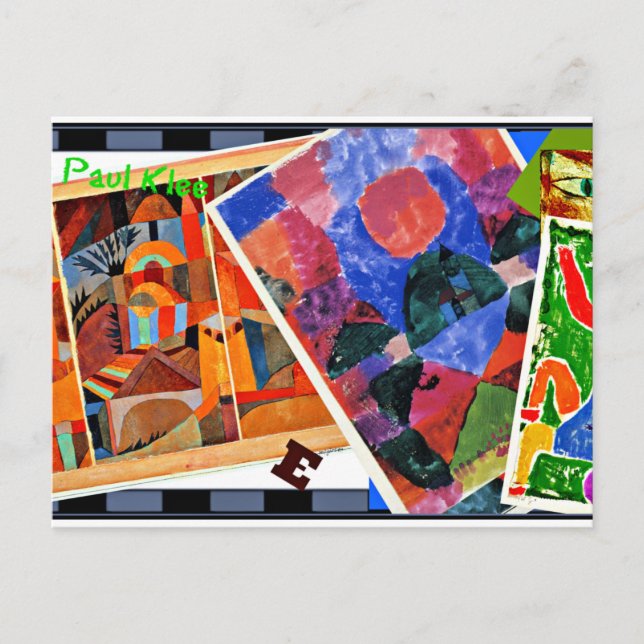 Cartão Postal Eu amo Paul Klee, colagem, (Frente)