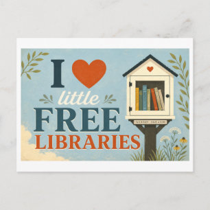 Cartão Postal "Eu [amo] Pequenas Bibliotecas Livres"