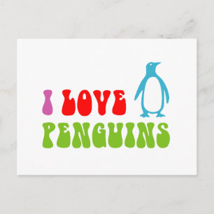Cartão Postal Eu Amo Pinguins