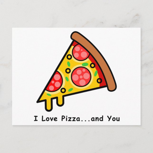 Cartão Postal Eu Amo Pizza...e Você Engraçado (Frente)