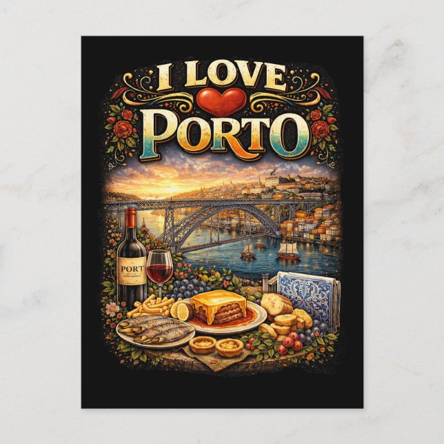 Cartão Postal Eu Amo Porto (Frente)
