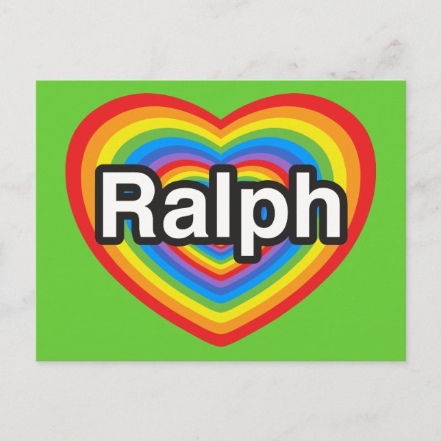 Cartão Postal Eu amo Ralph. Eu te amo Ralph. Coração (Frente)