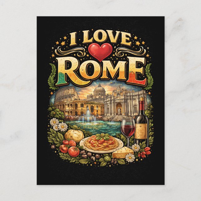 Cartão Postal Eu Amo Roma (Frente)