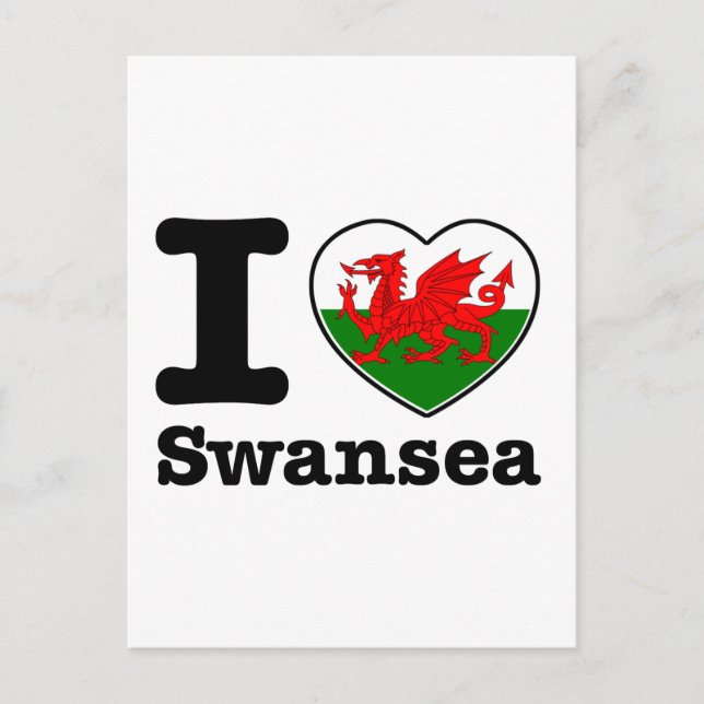 Cartão Postal Eu amo Swansea (Frente)