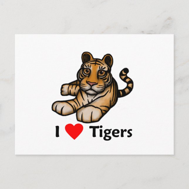 Cartão Postal Eu amo Tigers (Frente)