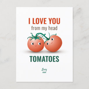 Cartão Postal Eu amo você desde a cabeça tomates