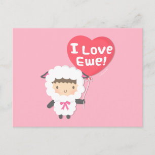 Cartão Postal Eu Amo Você Ovelha Humor Pun Cute