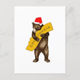 Cartão Postal Eu Amo Você Urso da Califórnia com o Papai Noel