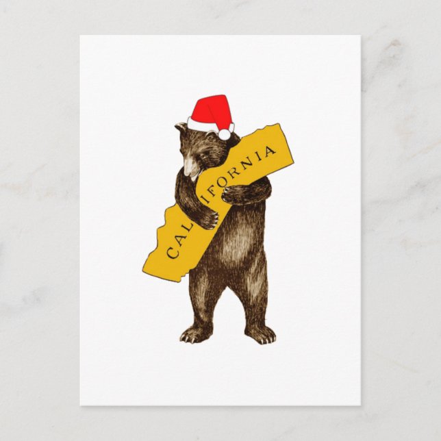 Cartão Postal Eu Amo Você Urso da Califórnia com o Papai Noel (Frente)