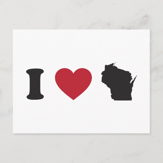 Cartão Postal Eu Amo Wisconsin (Frente)