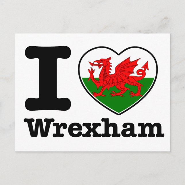 Cartão Postal Eu amo Wrexham (Frente)