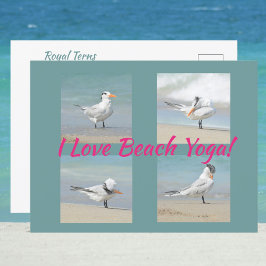 Cartão Postal Eu Amo Yoga na Praia - Trinta-réis Reais Posando F