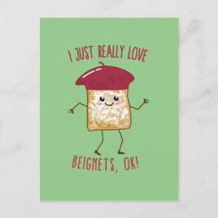 Cartão Postal Eu Apenas Amo Muito Beignets, OK! Fofo Kawaii