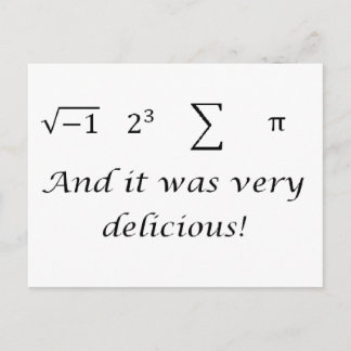 Cartão Postal Eu comi alguma camisa de matemática de torta