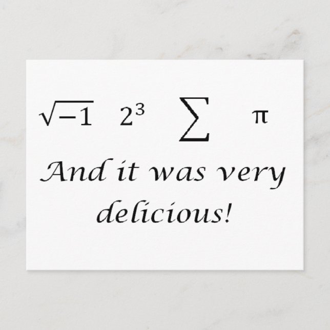 Cartão Postal Eu comi alguma camisa de matemática de torta (Frente)