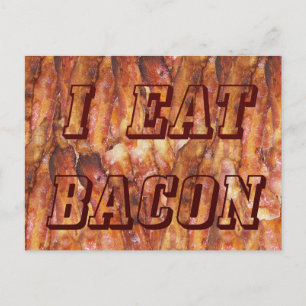 Cartão Postal Eu Comi Texto Bacon com Fundo