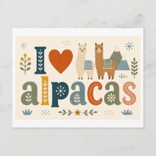 Cartão Postal "Eu [Coração] Alpacas"