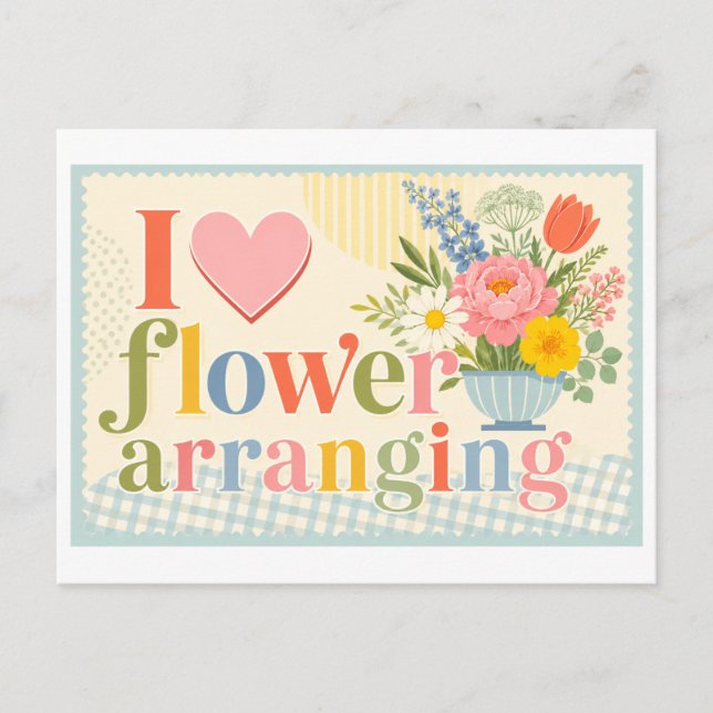 Cartão Postal "Eu [Coração] Arranjo de Flores" (Frente)