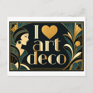Cartão Postal "Eu [Coração] Art Deco"
