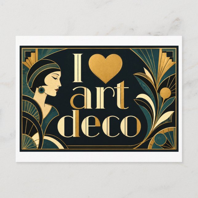 Cartão Postal "Eu [Coração] Art Deco" (Frente)