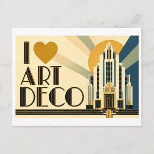 Cartão Postal "Eu [Coração] Art Deco"