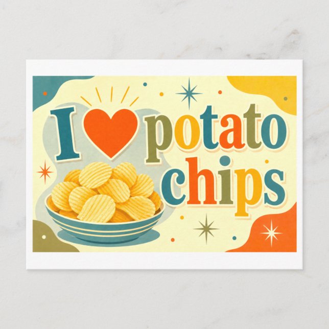 Cartão Postal "Eu [Coração] Batata Frita" (Frente)