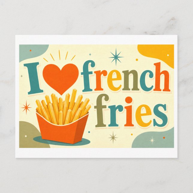 Cartão Postal "Eu [Coração] Batata Frita" (Frente)