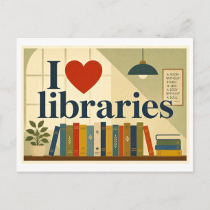 Cartão Postal "Eu [Coração] Bibliotecas"