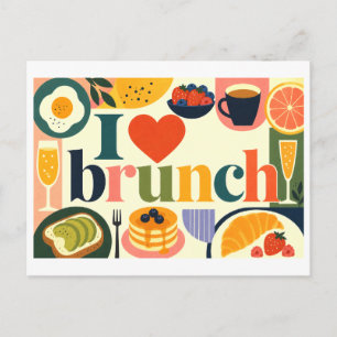 Cartão Postal "Eu [Coração] Brunch"
