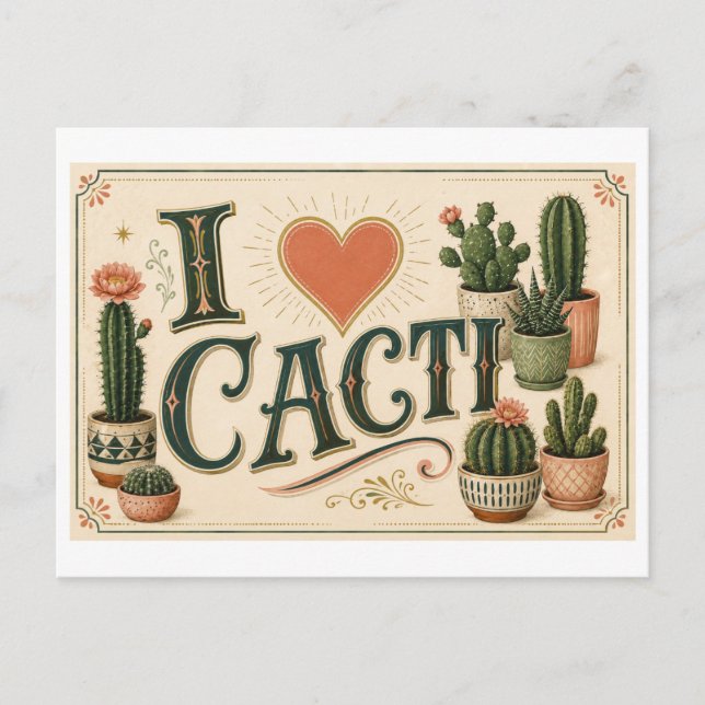 Cartão Postal "Eu [Coração] Cactos" (Frente)