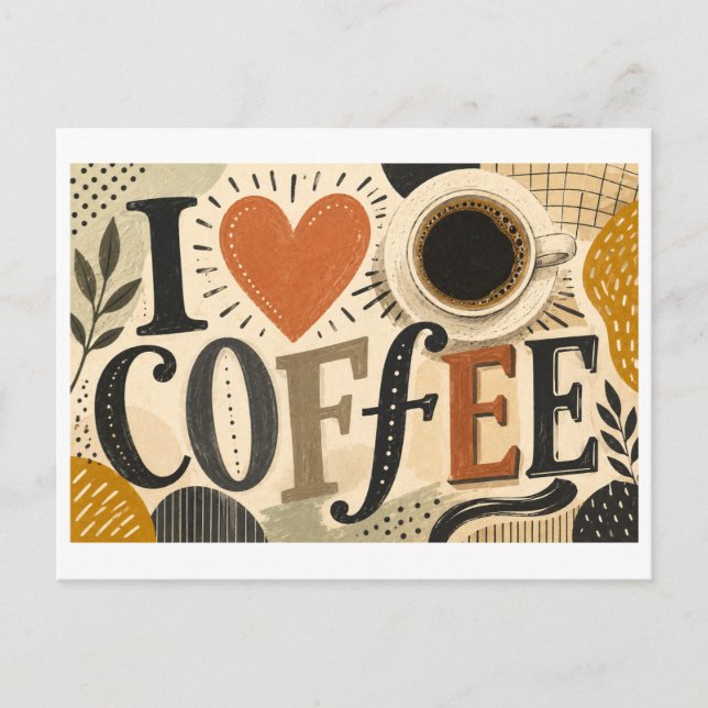 Cartão Postal Eu [Coração] Café (Frente)
