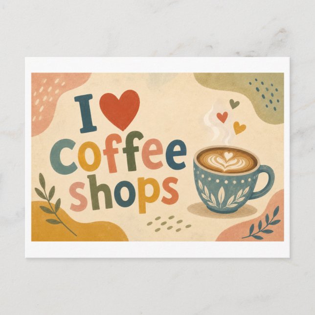 Cartão Postal "Eu [Coração] Cafés" (Frente)