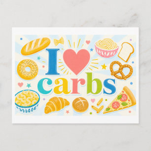 Cartão Postal "Eu [Coração] Carbs"