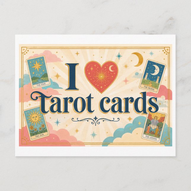 Cartão Postal "Eu [Coração] Cartas de Tarot" (Frente)