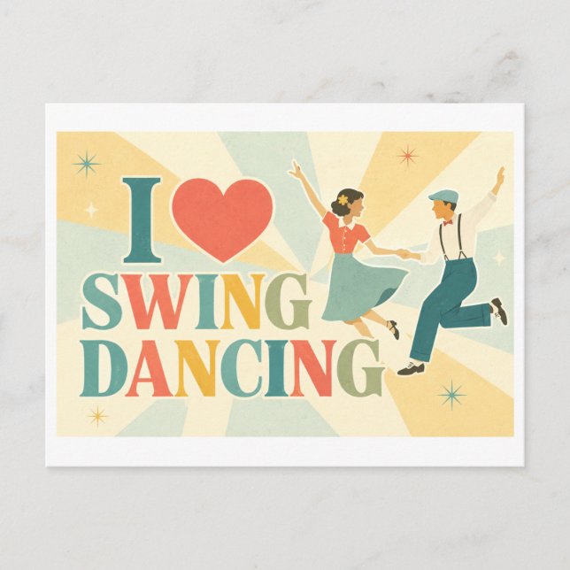 Cartão Postal "Eu [Coração] Dança de Swing" (Frente)