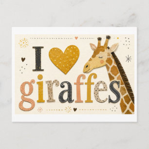 Cartão Postal "Eu [Coração] Girafas"
