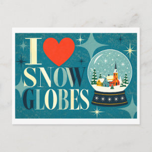 Cartão Postal "Eu [Coração] Globos de Neve"