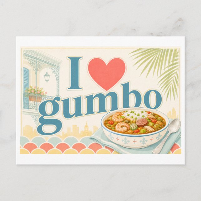 Cartão Postal "Eu [Coração] Gumbo" (Frente)