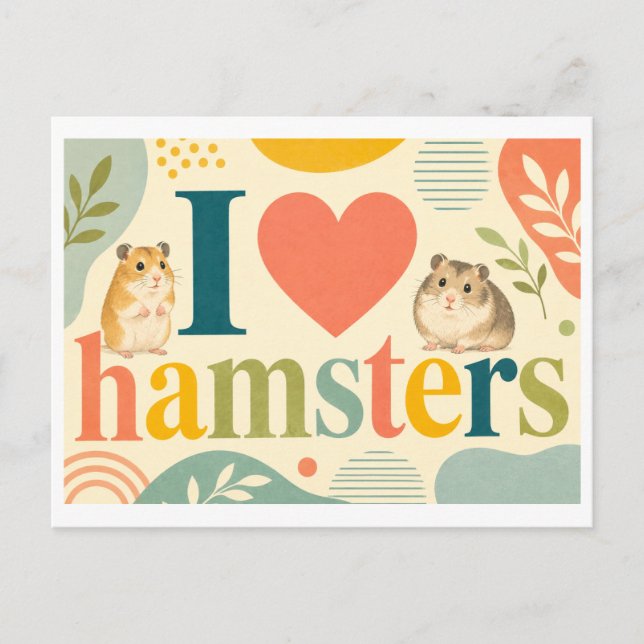 Cartão Postal "Eu [Coração] Hamsters" (Frente)
