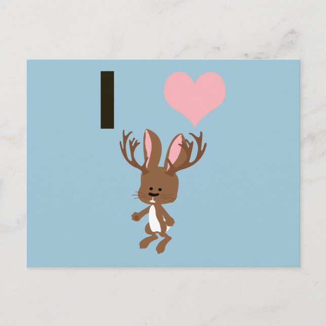Cartão Postal Eu coração Jackalope (Frente)